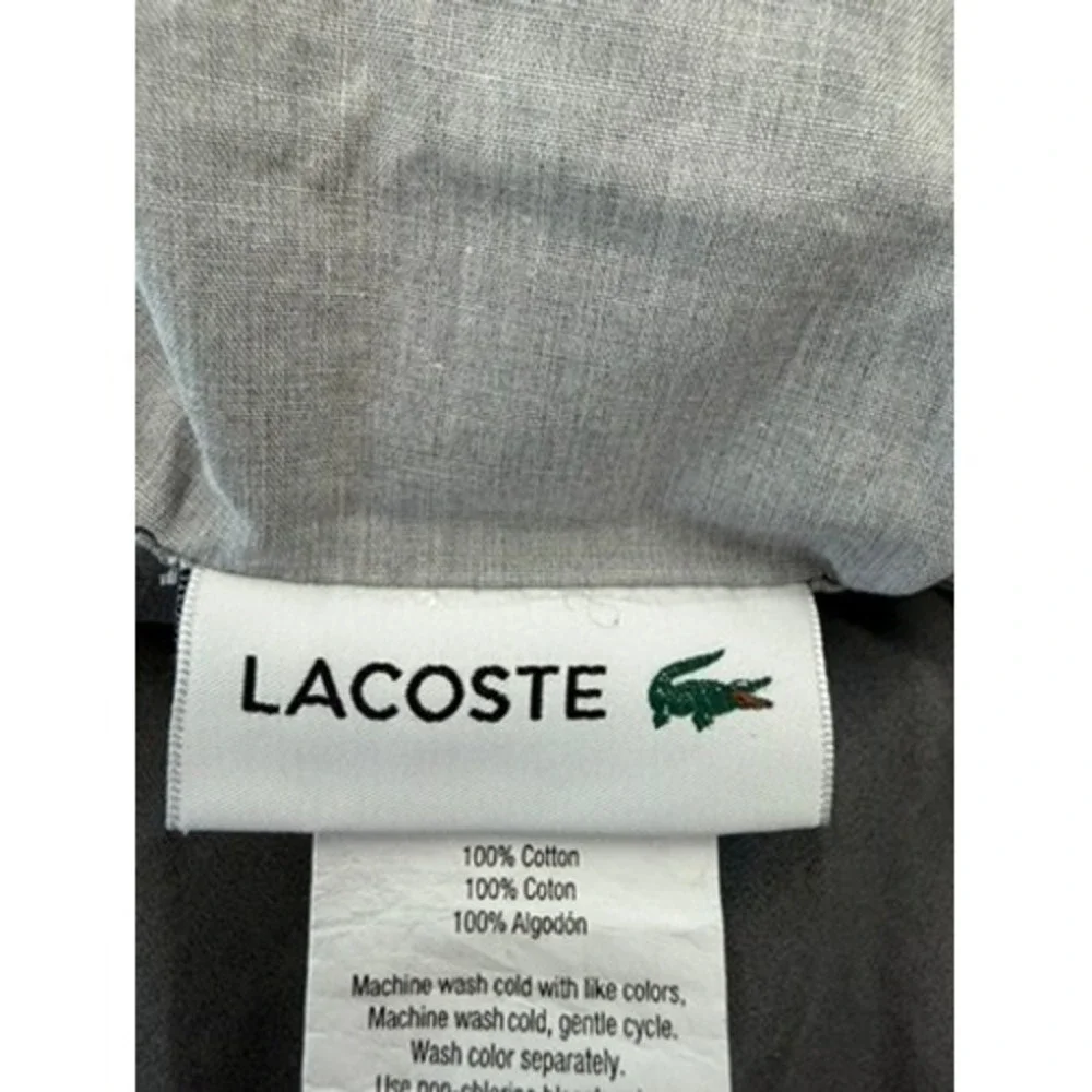 Lacoste Gray 100% Cotton Duvet Cover Contrast Stitching Twin Twin XL 88x68